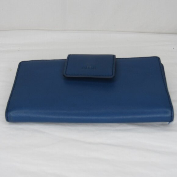 Fossil Blue Leather Clutch Wallet Card - Picture 3 of 7